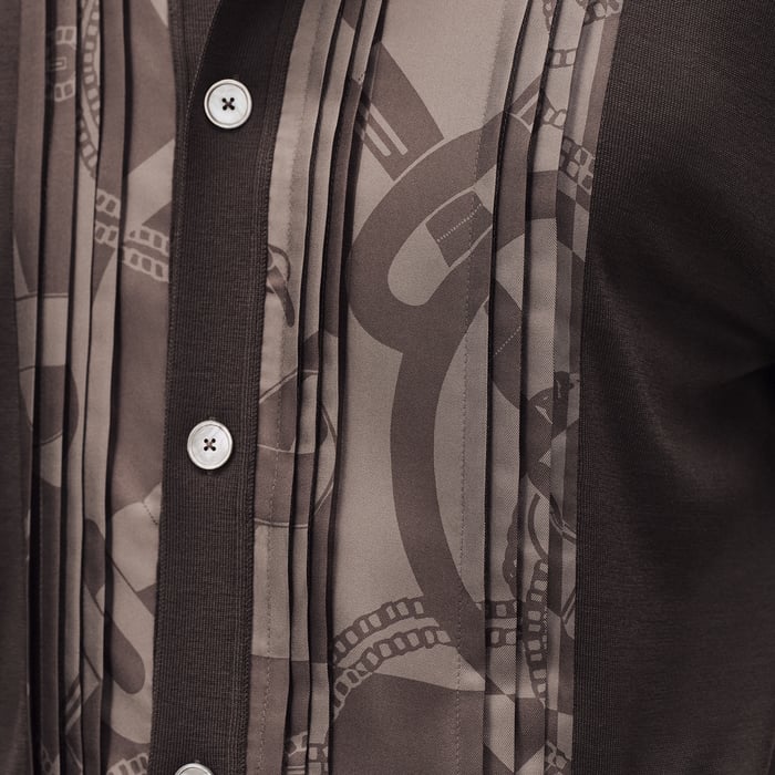 Café "Eperon d'Or Soie Plissee" Short-sleeve Straight Cut Shirt