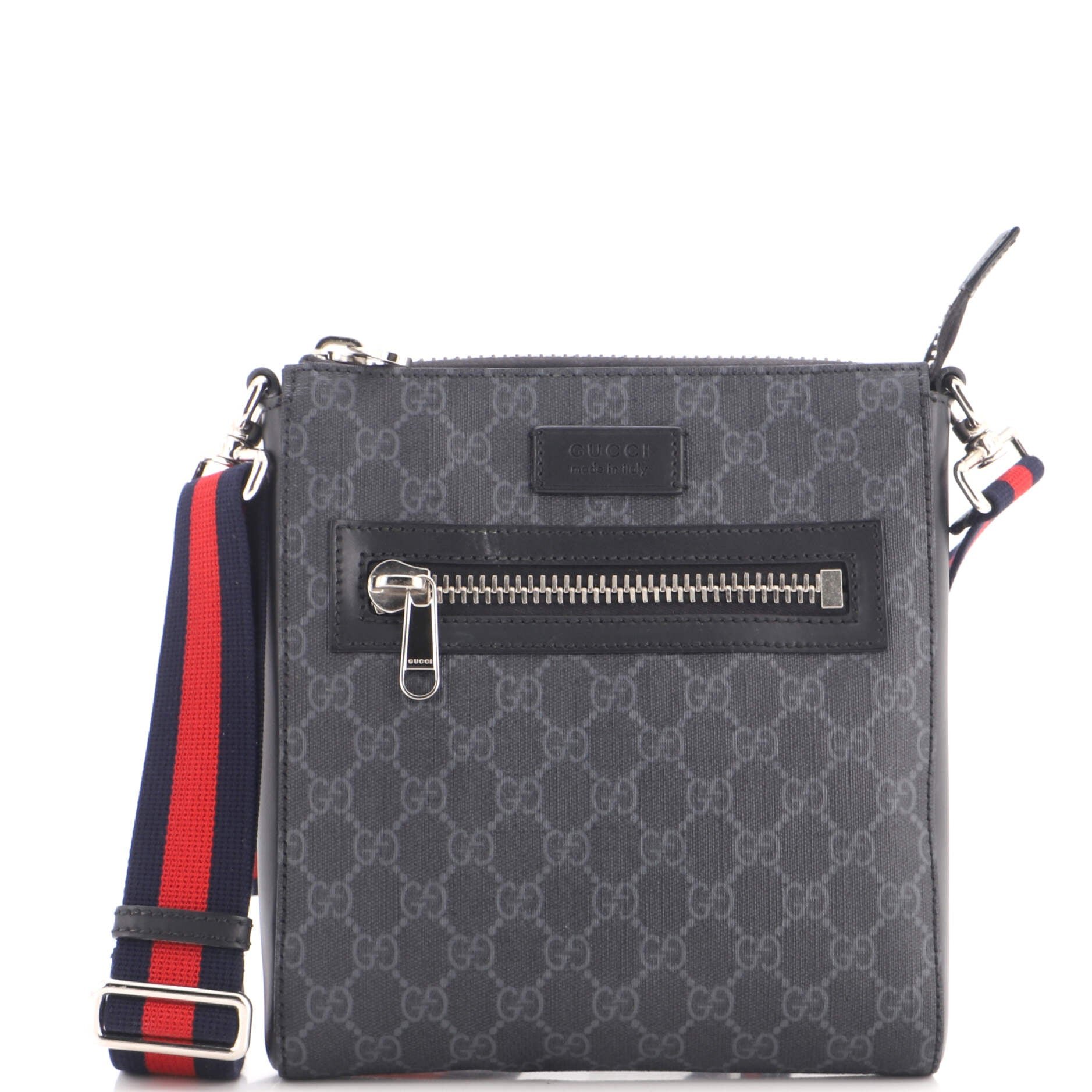 Web Strap Front Zip Messenger Bag GG Coated Canvas Small