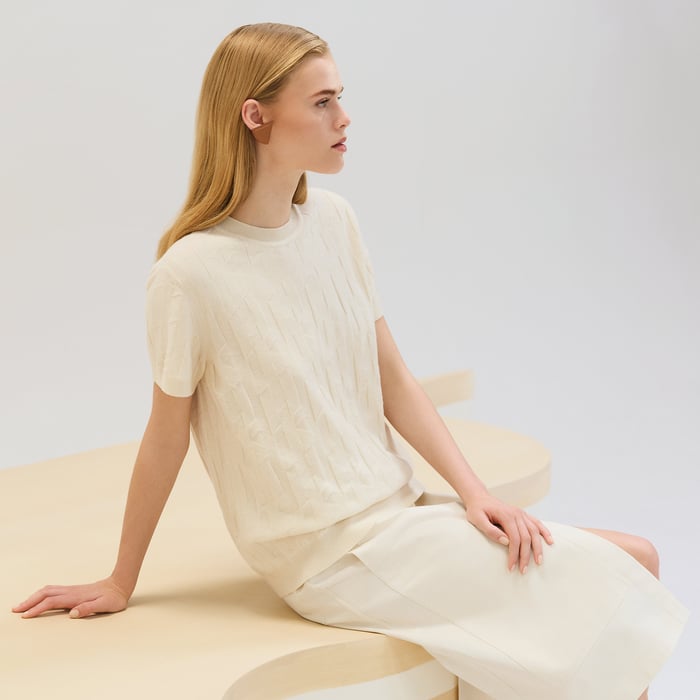 Blanc Naturel "H" Short-sleeve Sweater