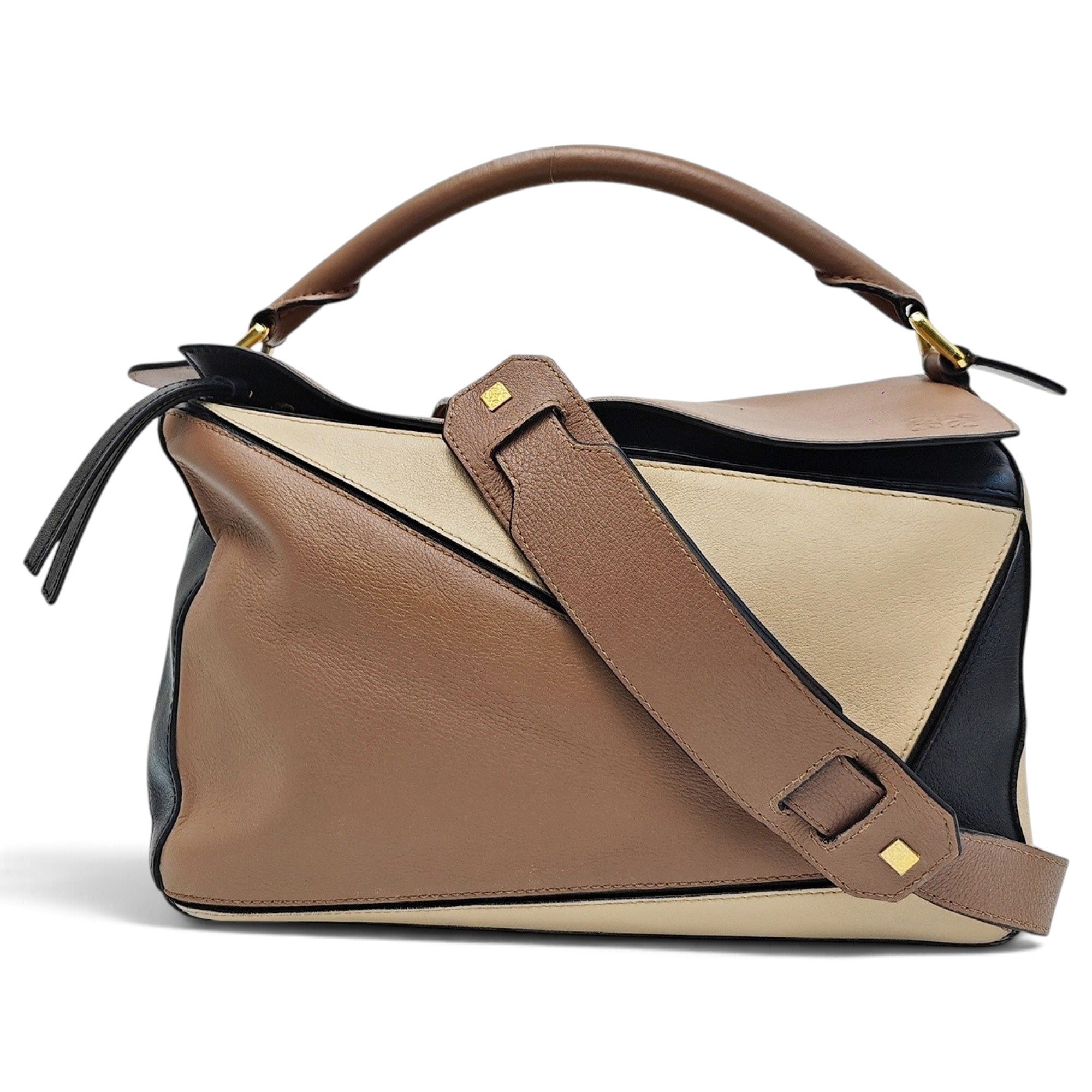 Puzzle leather handbag