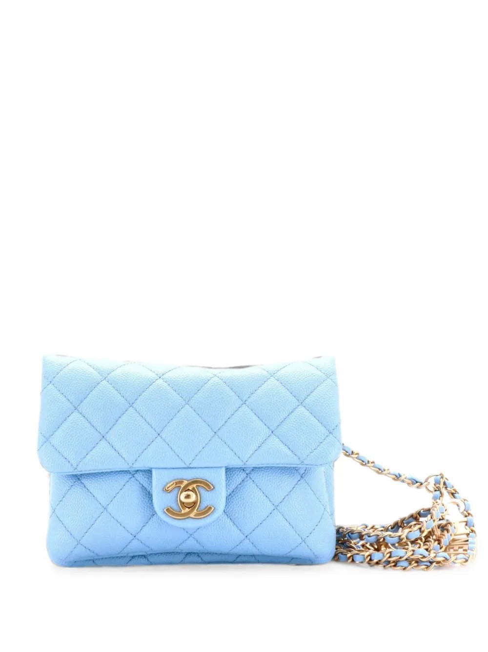 Pick Me Up Logo Chain Quilted Caviar belt bag