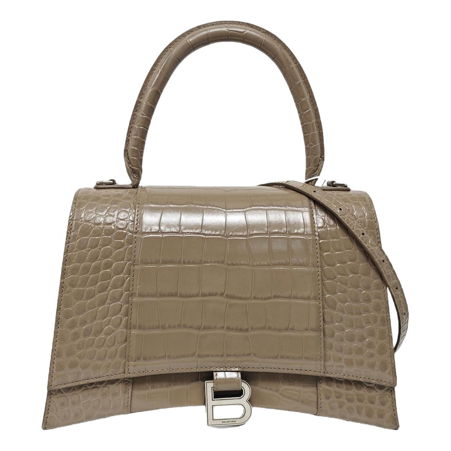 Hourglass leather handbag