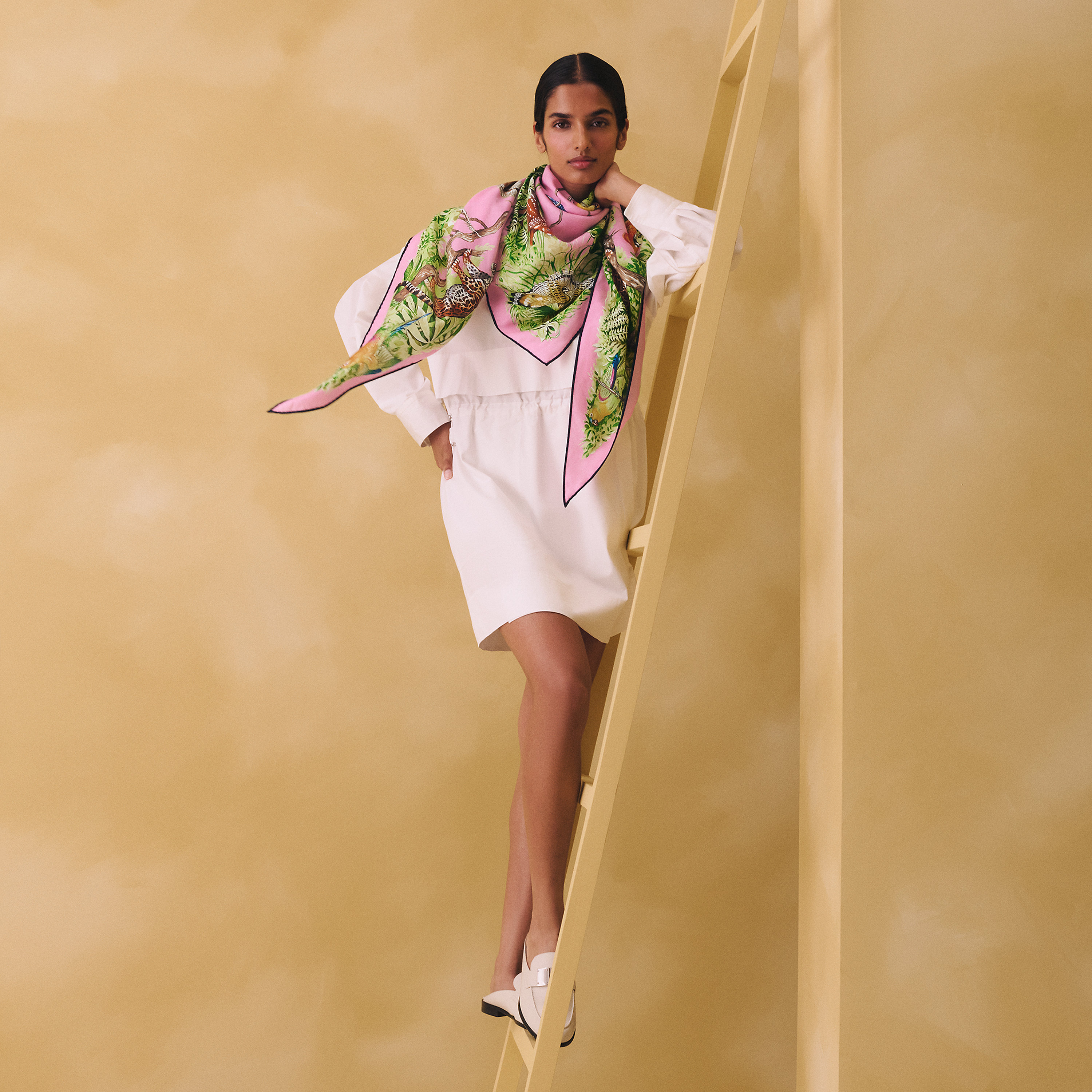 Hermès Equateur triangle Rose Bonbon/Vert/Bleu Marine | BagUSeek