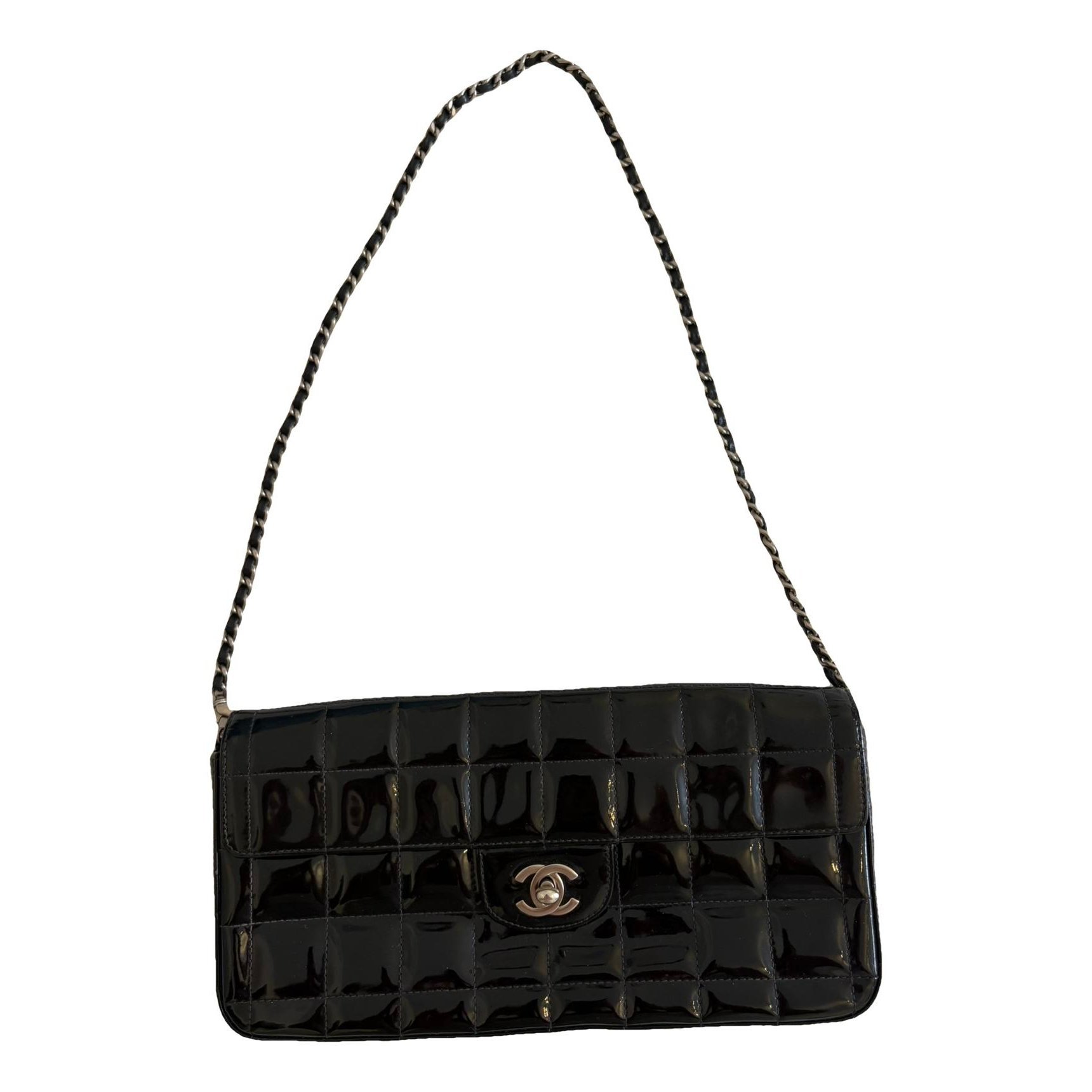 East West Chocolate Bar patent leather handbag