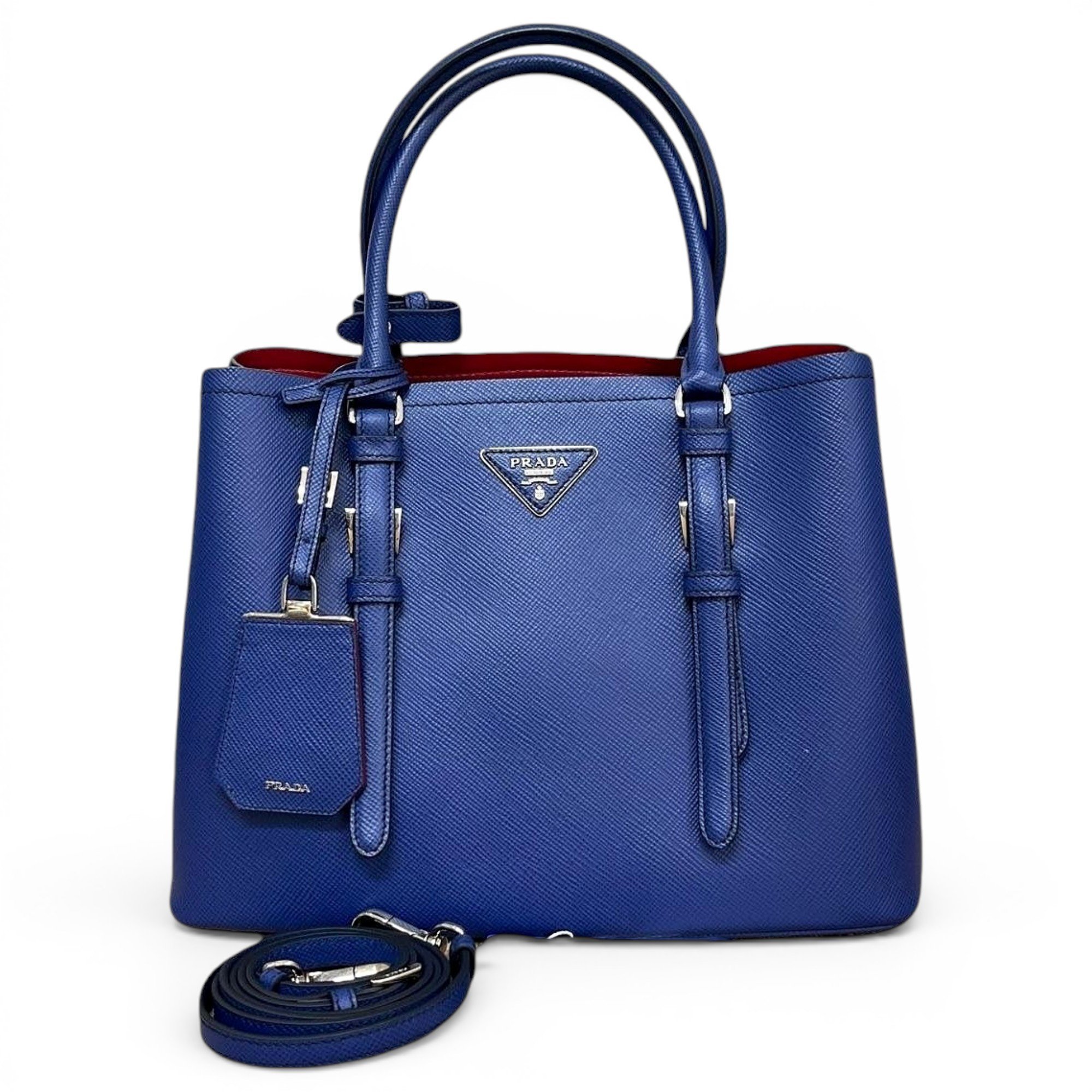 Double leather handbag