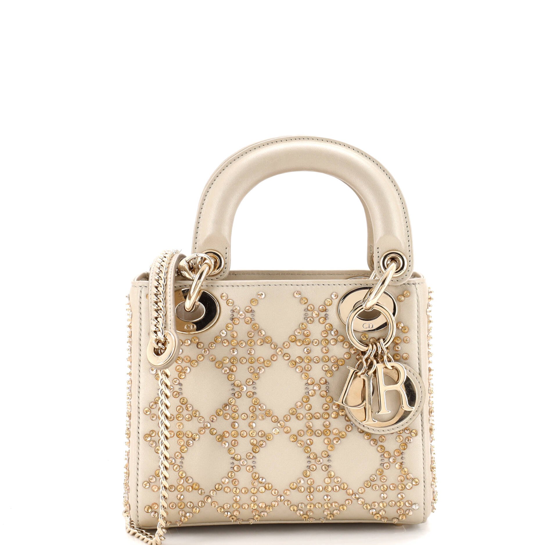 Lady Dior Chain Bag Crystal Embellished Cannage Quilt Leather Mini