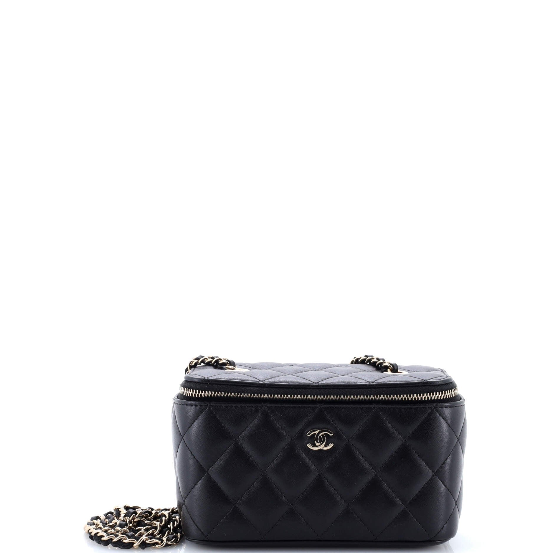 Classic Vanity Case with Chain Quilted Lambskin Small