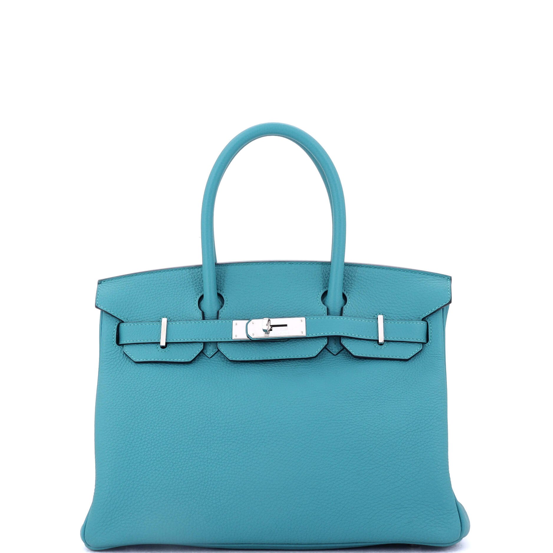 Hermes Birkin Handbag Turquoise Togo with Palladium Hardware 30