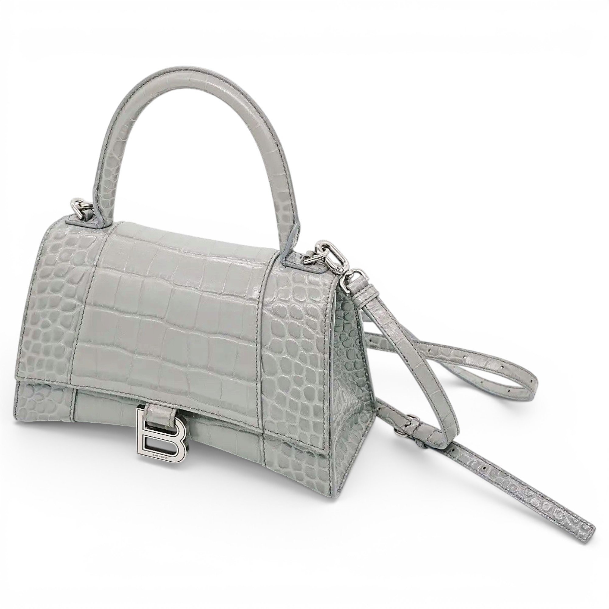 Hourglass leather handbag