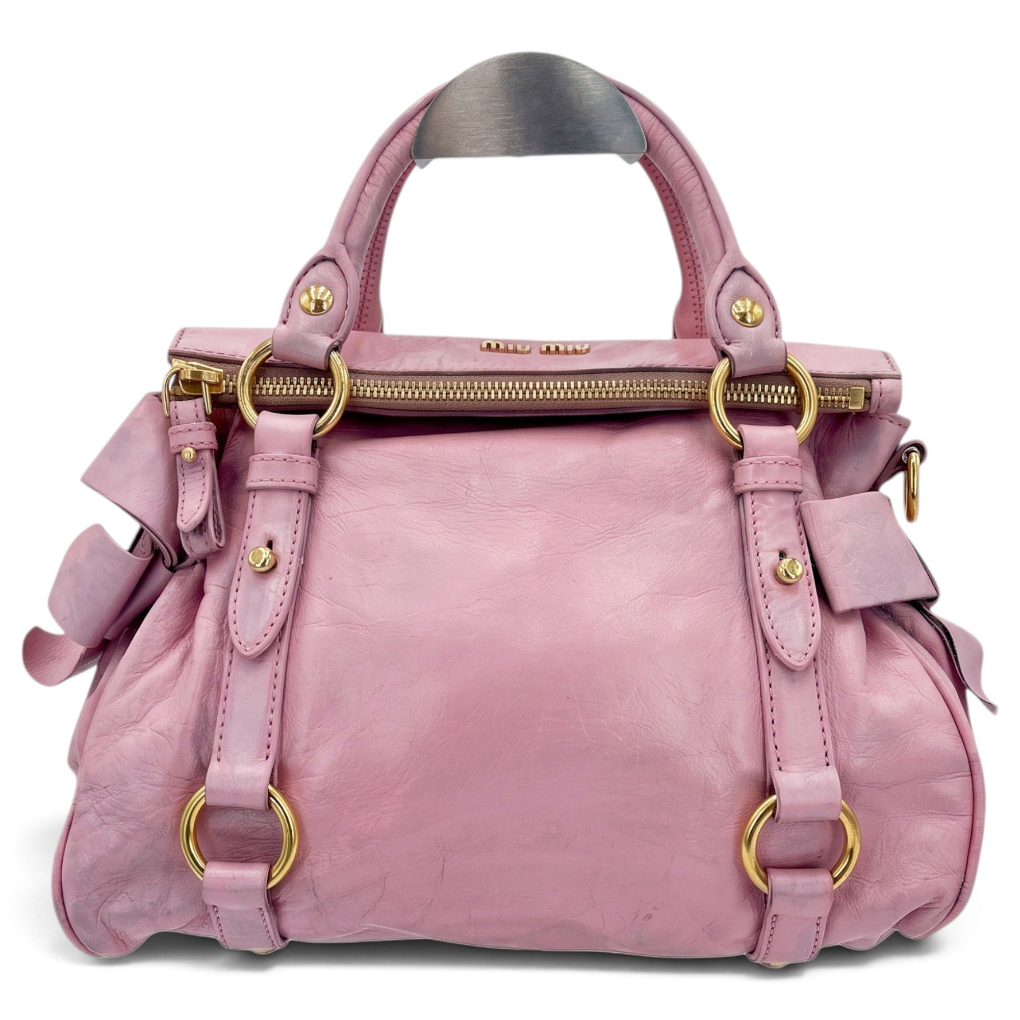 Bow bag leather handbag