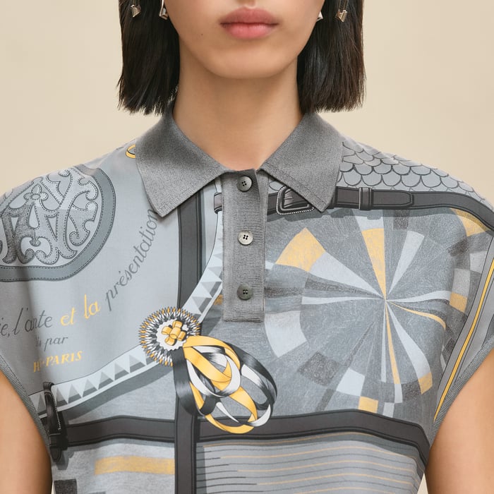 Gris Ténorite "Coloriages De Jour" Sleeveless Twillaine Sweater