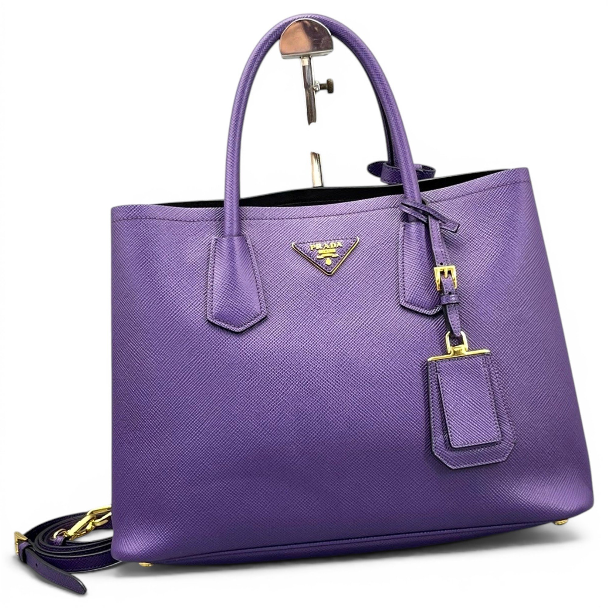 Double leather handbag