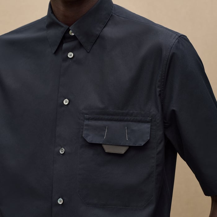 Marine Shirt With Leather Detail
