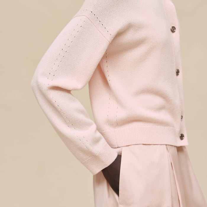Rose Palomino Cashmere Long-sleeve Cardigan