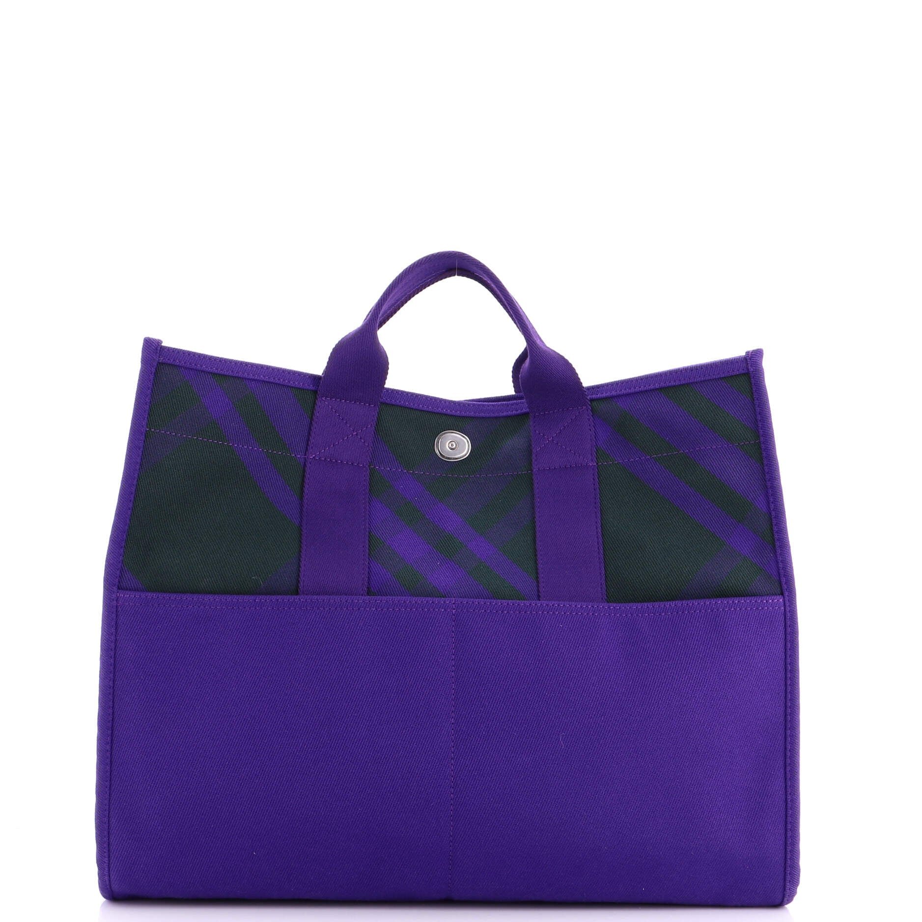 Open Shopper Tote Check Canvas Large