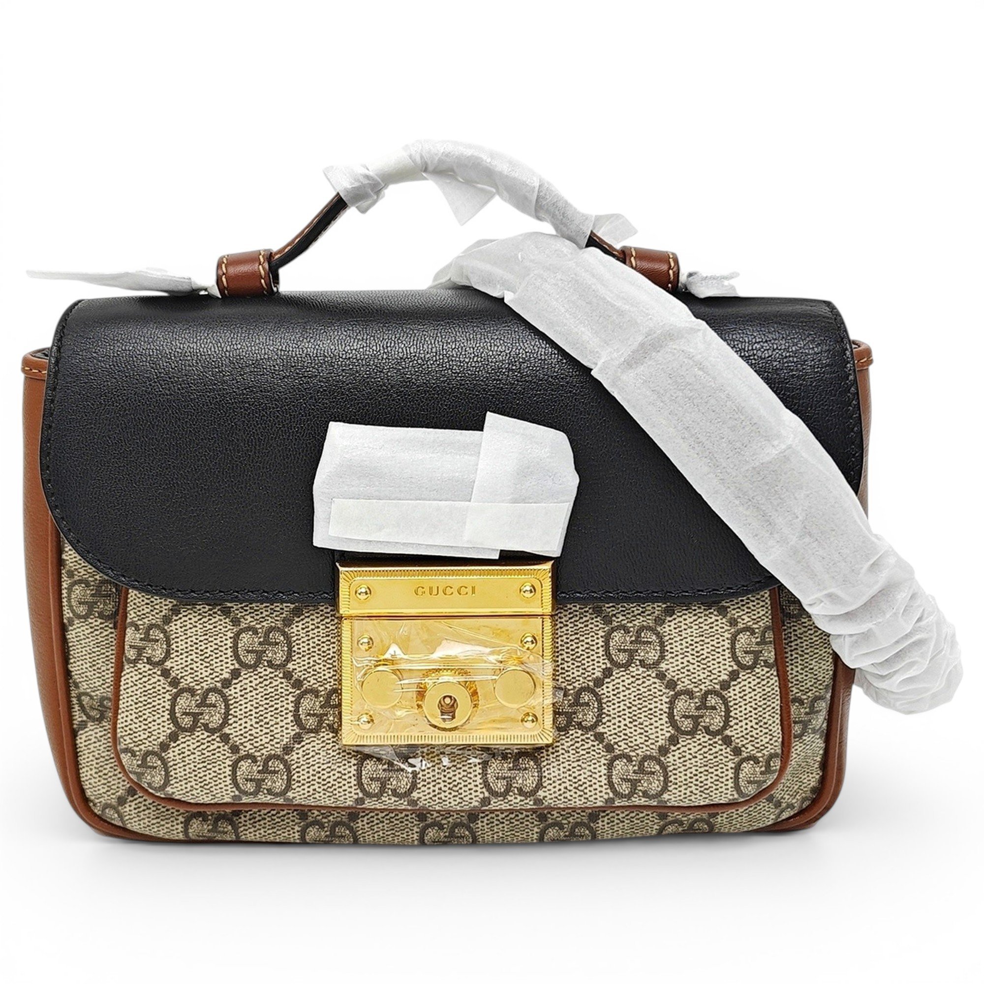 Padlock leather handbag