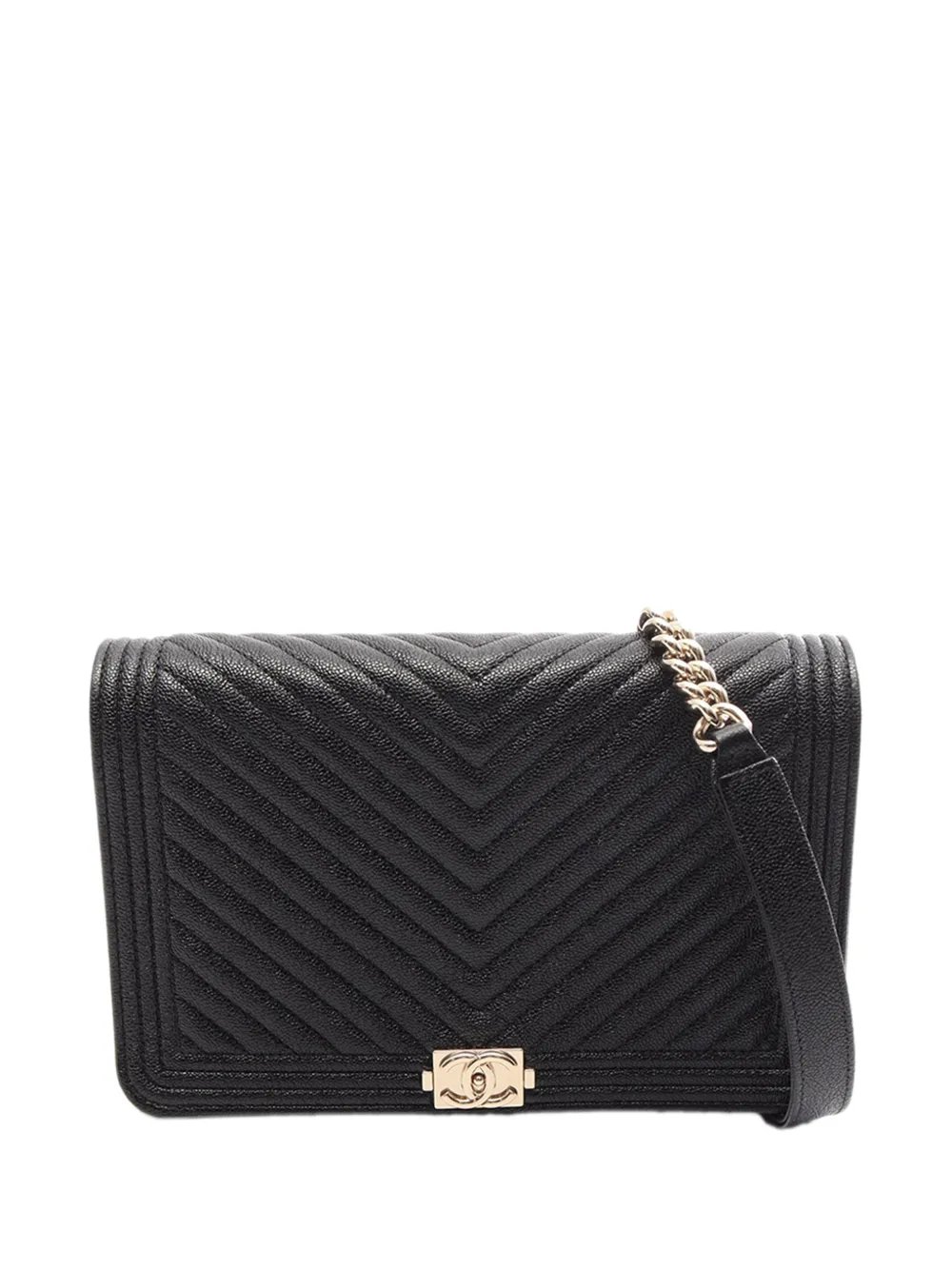 2020 Chevron Caviar Boy Wallet On Chain crossbody bag