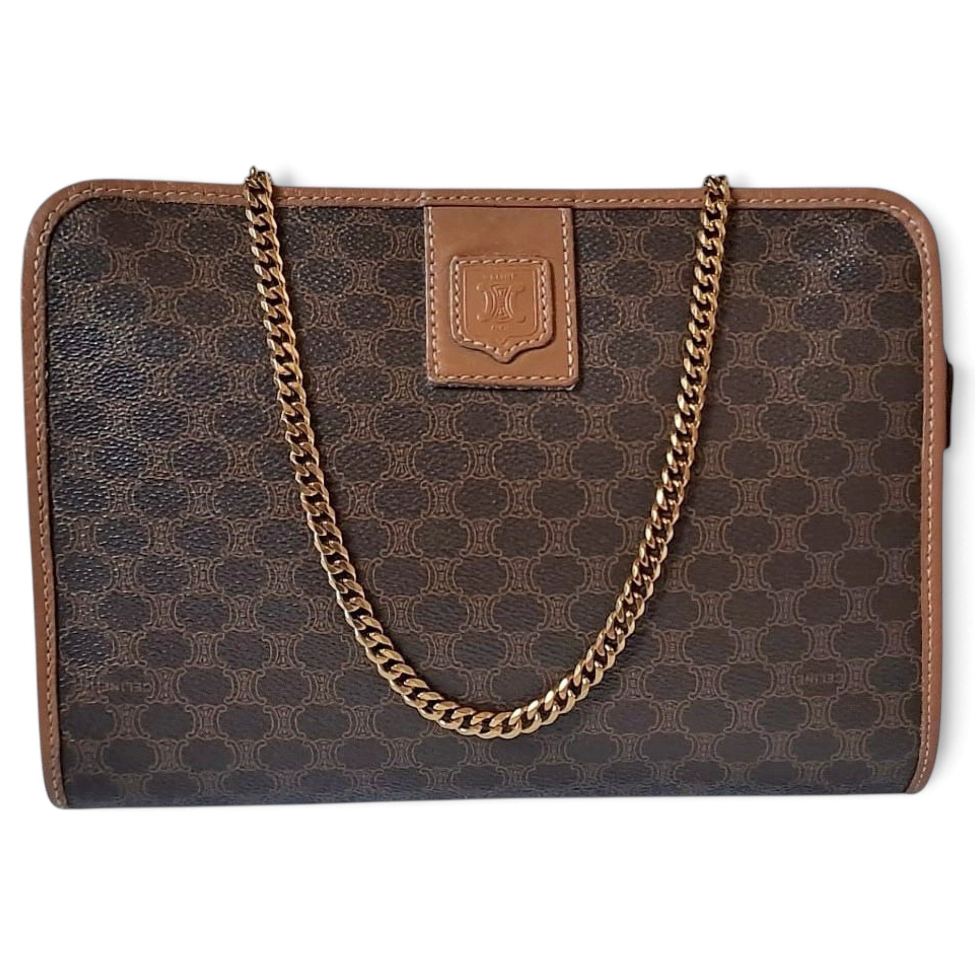 Celine Triomphe chain cloth crossbody bag
