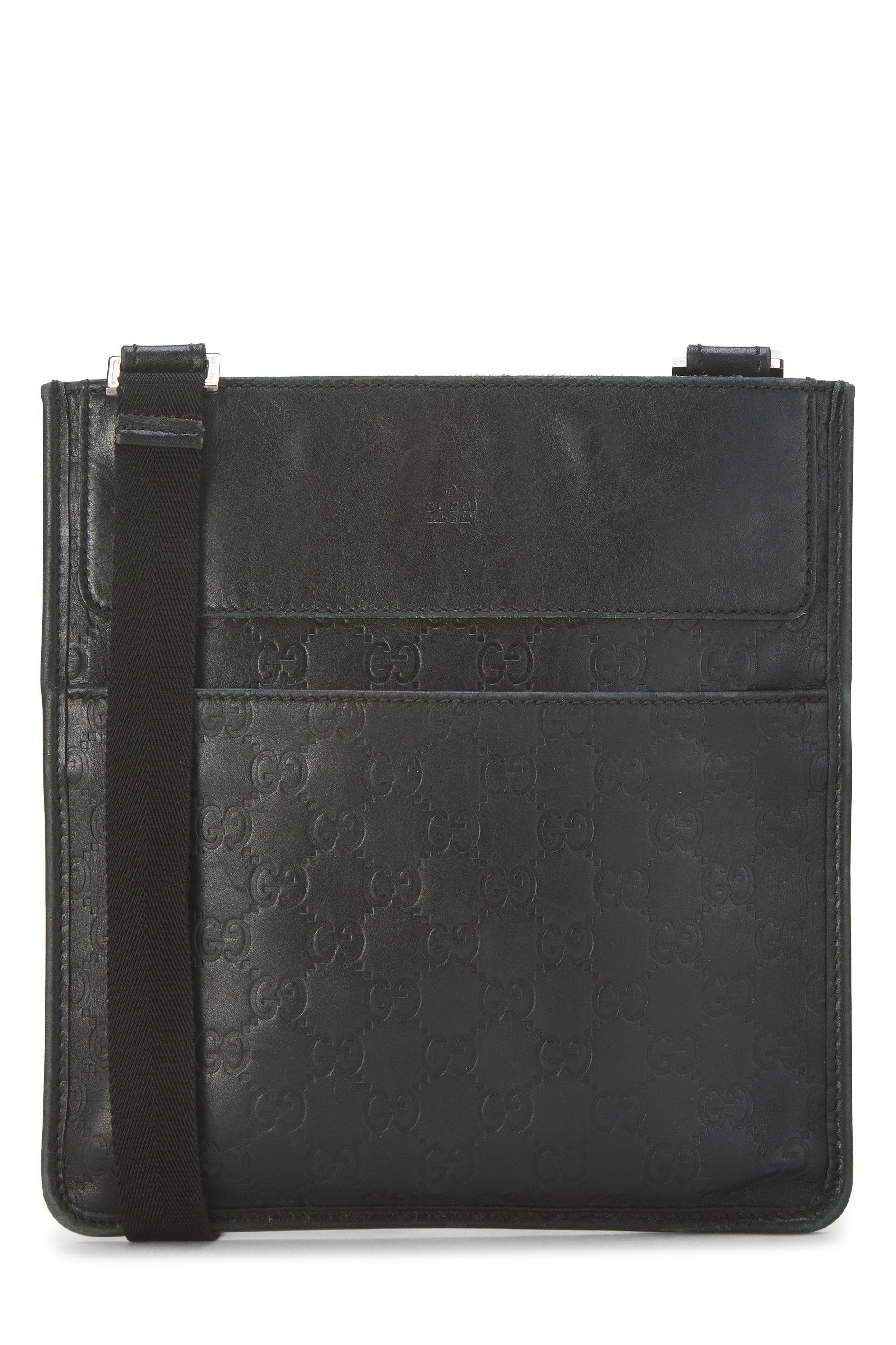 Black Guccissima Pocket Flat Messenger Small
