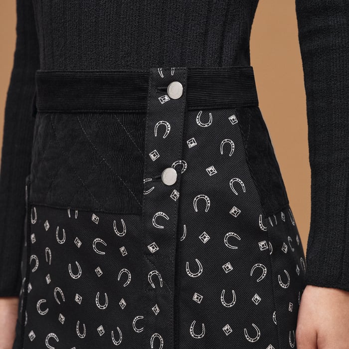 Noir "Porte-bonheur Bandana" Straight Skirt