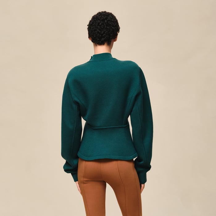 Vert Pin Buttoned Sweater With "Ferronnerie" Details