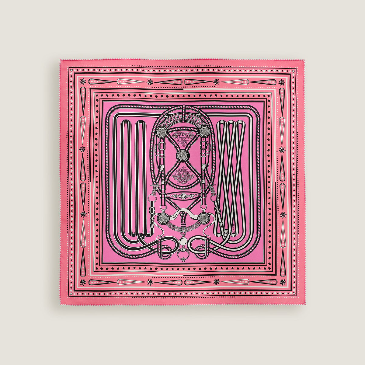 Hermès Grand Tralala bandana 55 Rose Bonbon/Rose Vif/Noir | BagUSeek
