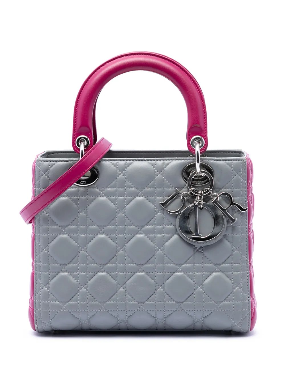2014 Medium Bicolor Lambskin Cannage Lady Dior satchel