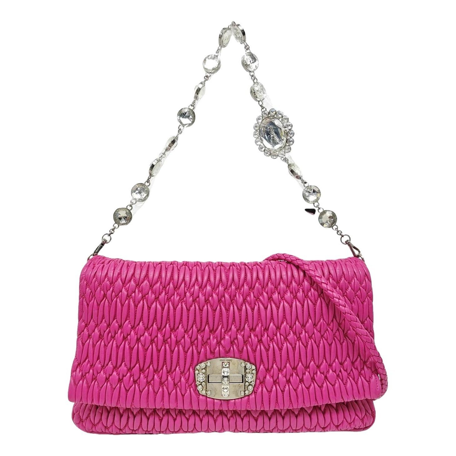 Miu Crystal leather handbag