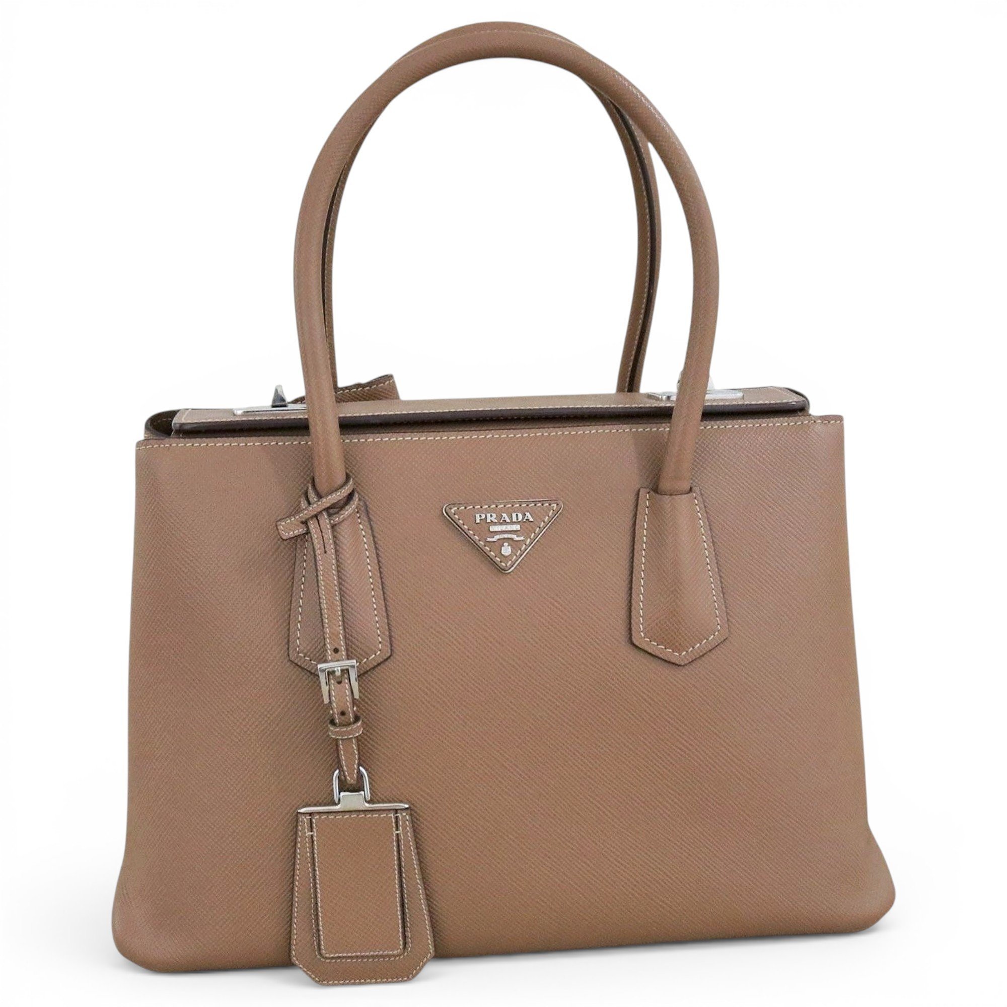 Double leather handbag