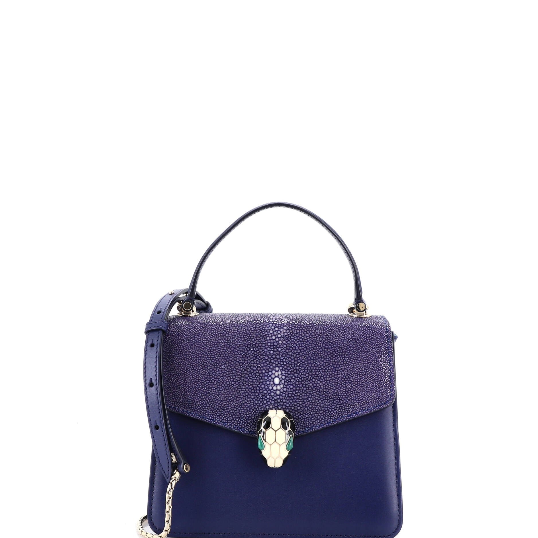 Bvlgari Serpenti Forever Top Handle Bag Leather and Stingray Small