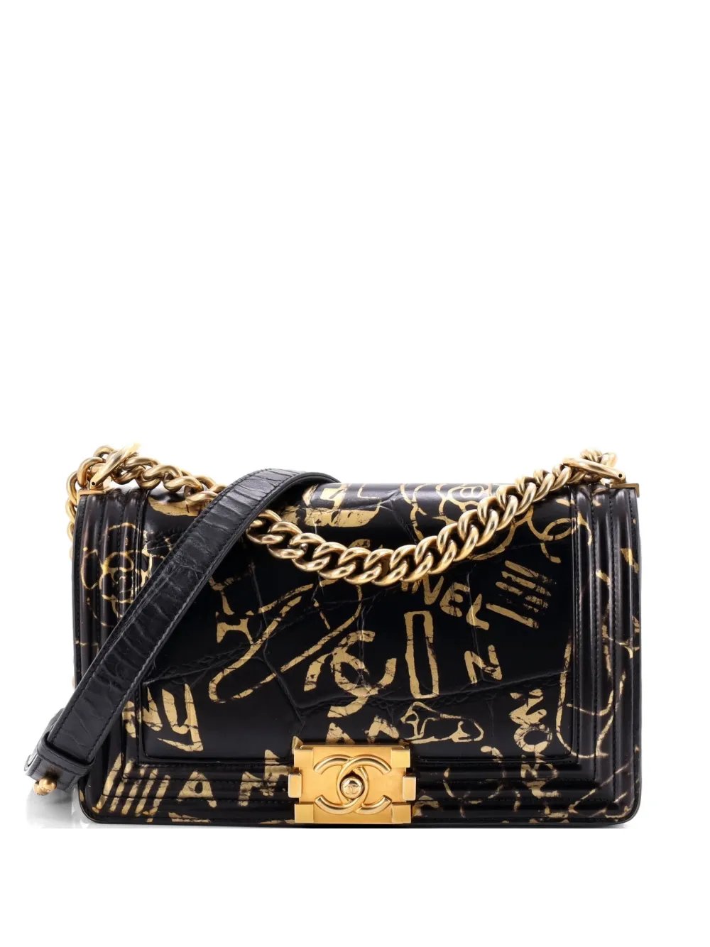 Boy Flap Bag Graffiti Crocodile Embossed Calfskin Old Medium crossbody bag