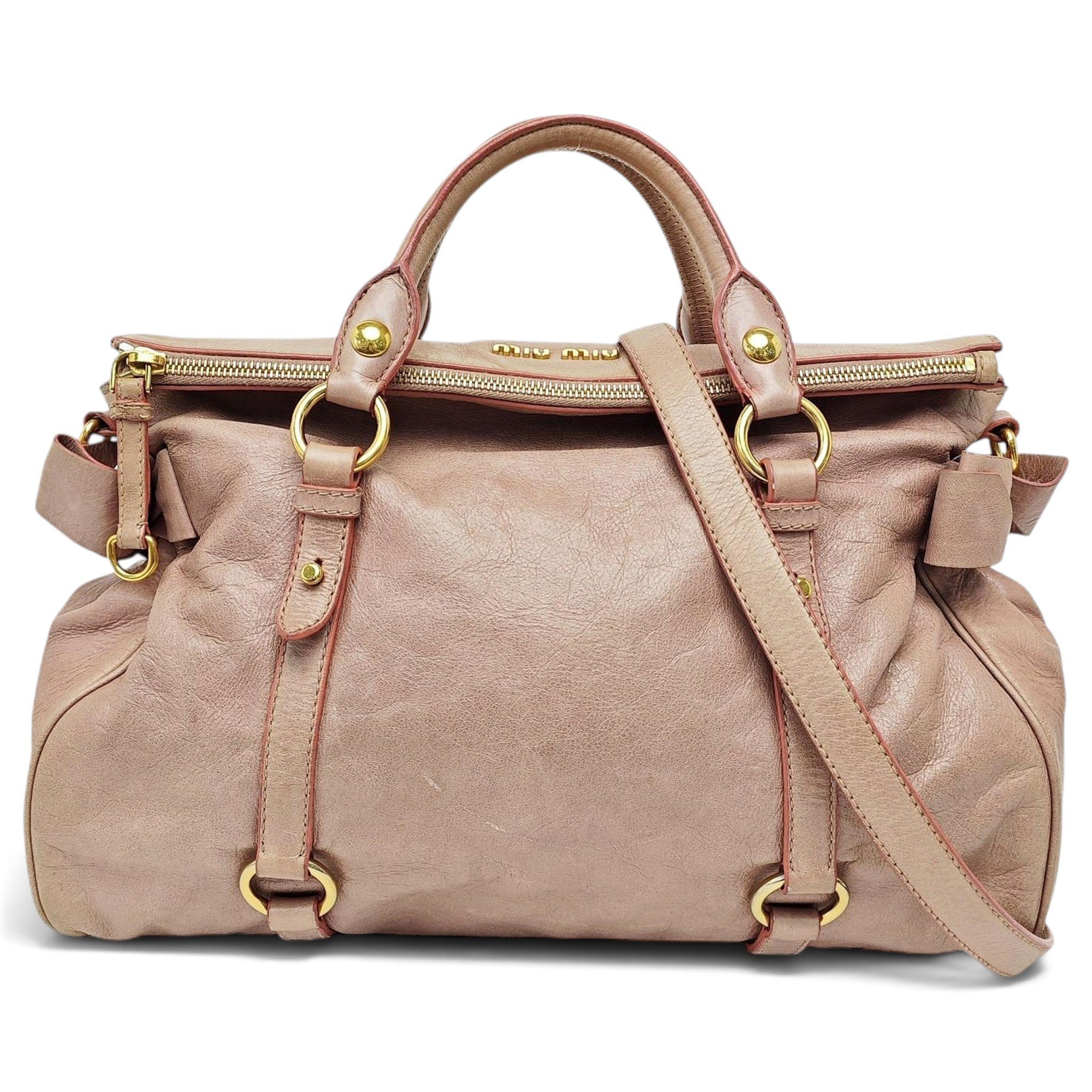 Bow bag leather handbag