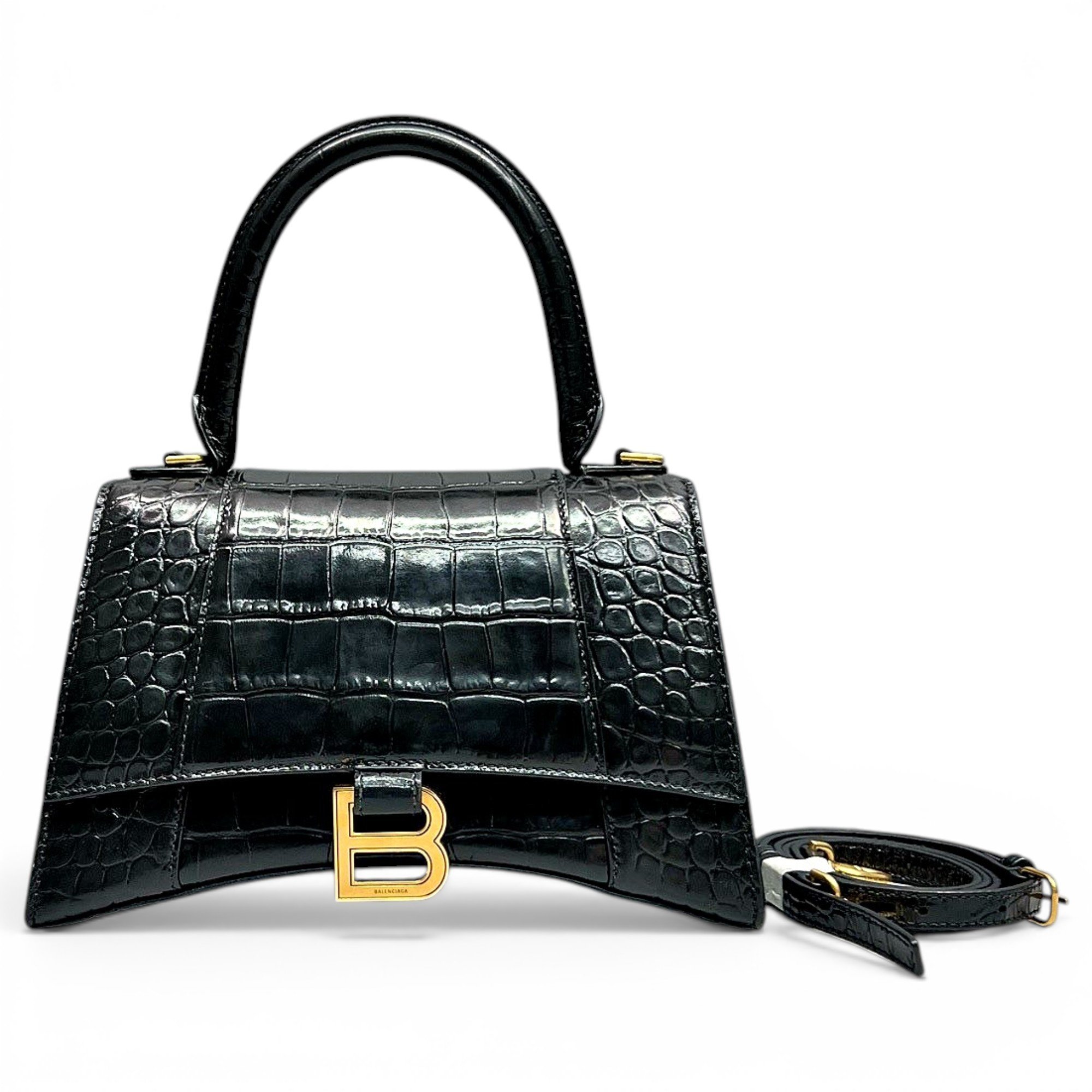Hourglass leather handbag