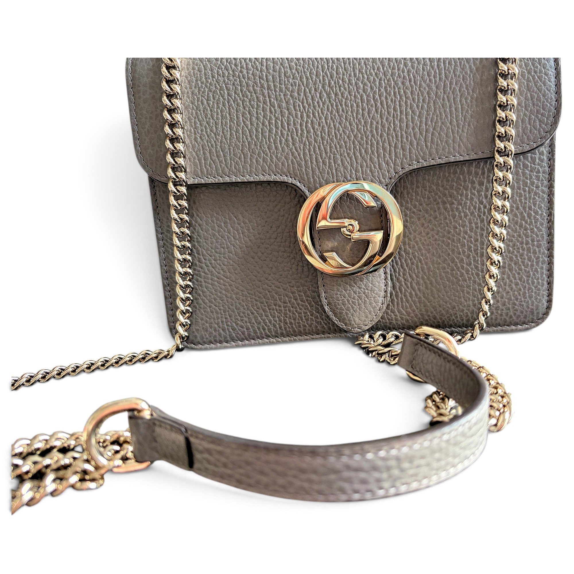 Interlocking leather crossbody bag