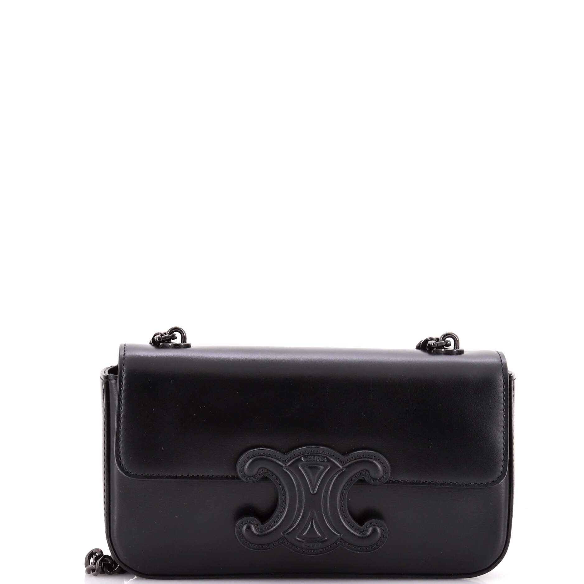 Celine Triomphe Chain Shoulder Bag Leather Small