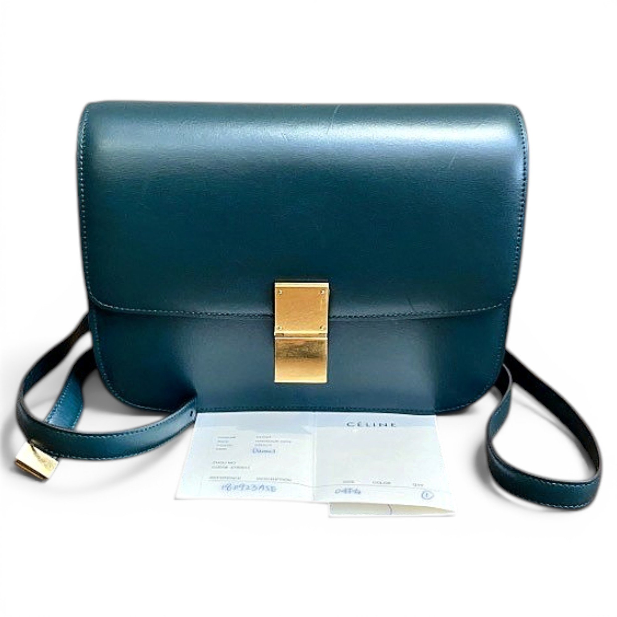 Clasp box leather handbag