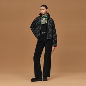 "Porte-Bonheur Bandana" mixed materials jacket