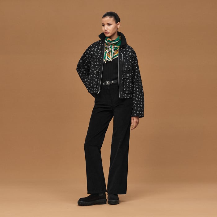 Noir "Porte-bonheur Bandana" Mixed Materials Jacket