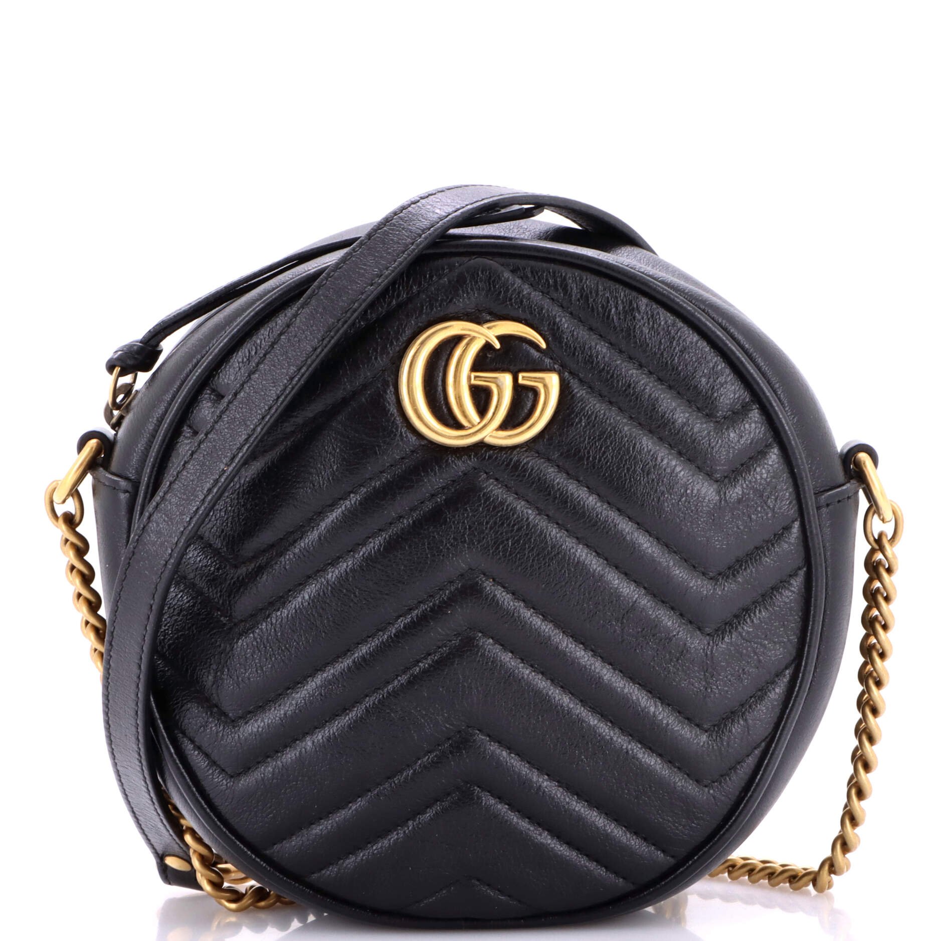 GG Marmont Round Shoulder Bag Matelasse Leather Mini