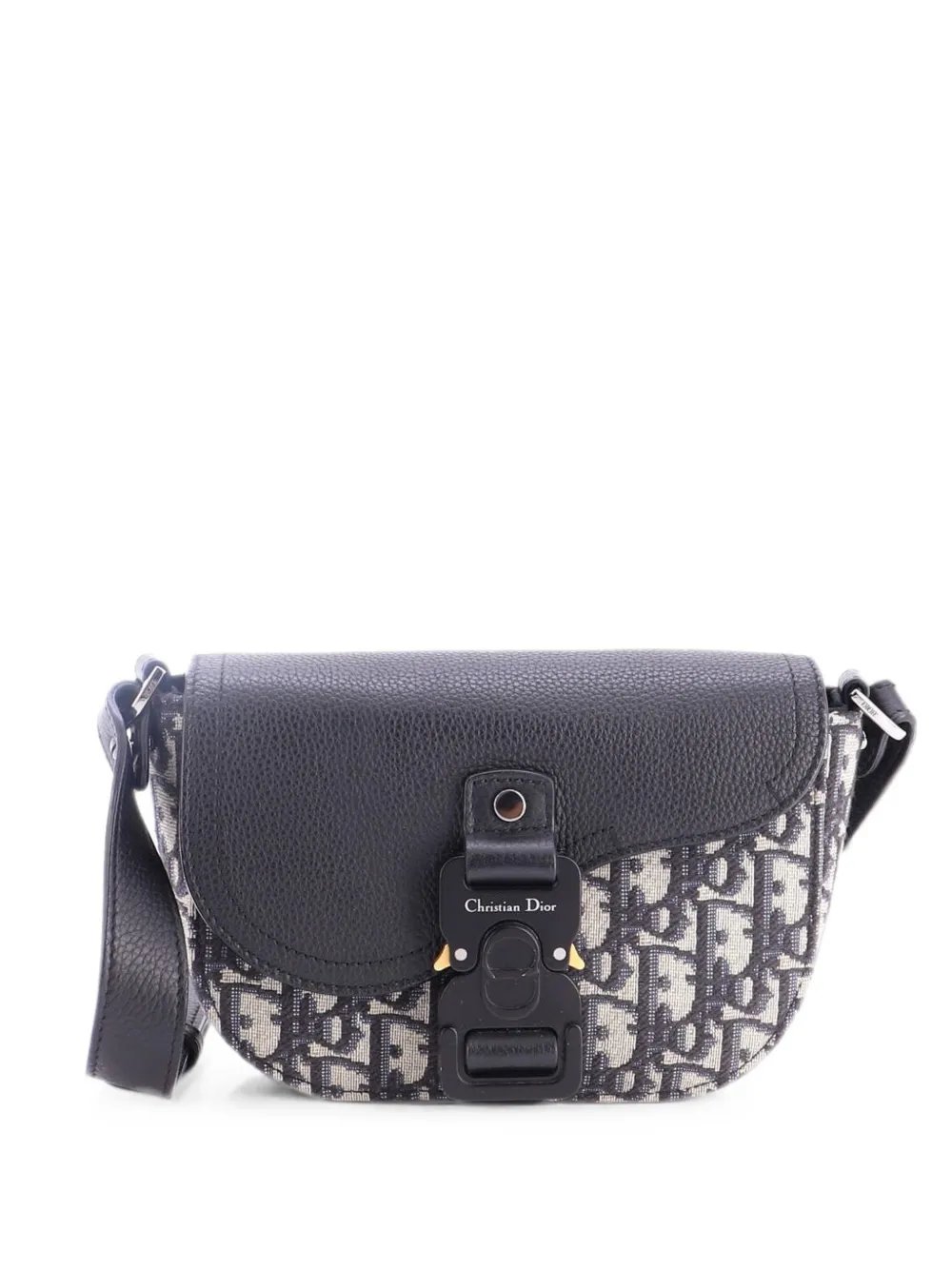 Saddle Buckle Flap Messenger Bag Oblique Canvas and Leather Mini crossbody bag