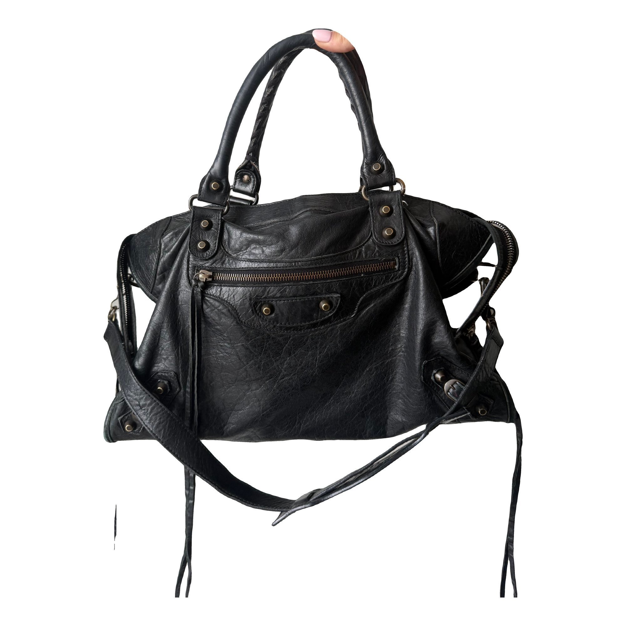 City leather handbag