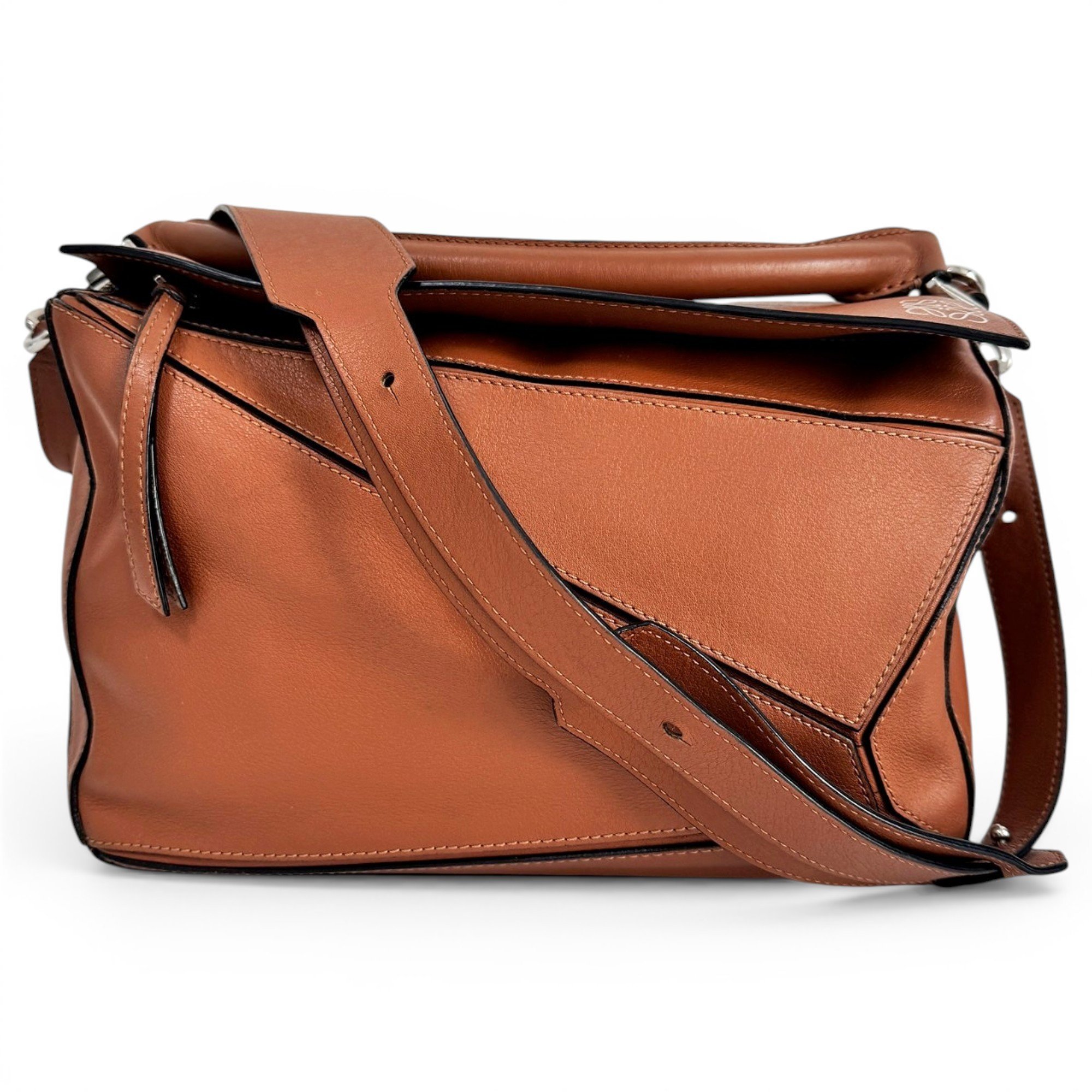 Puzzle leather handbag