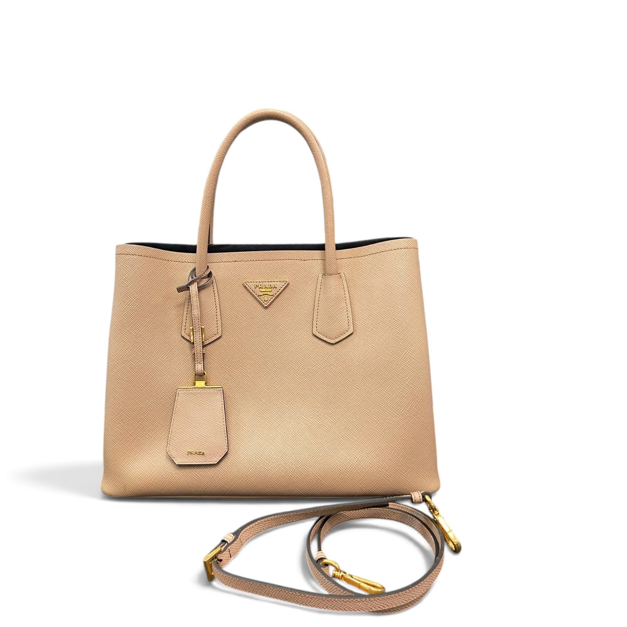 Double leather handbag