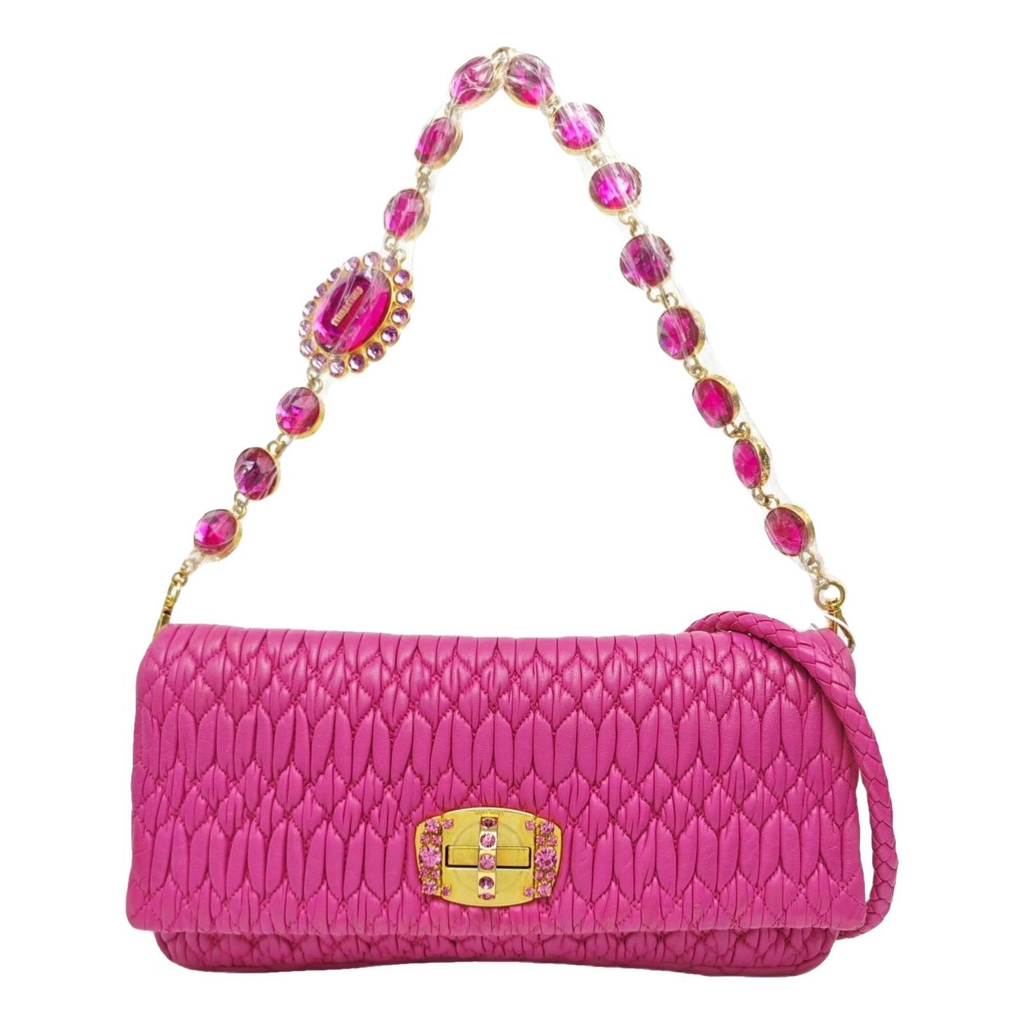 Miu Crystal leather handbag