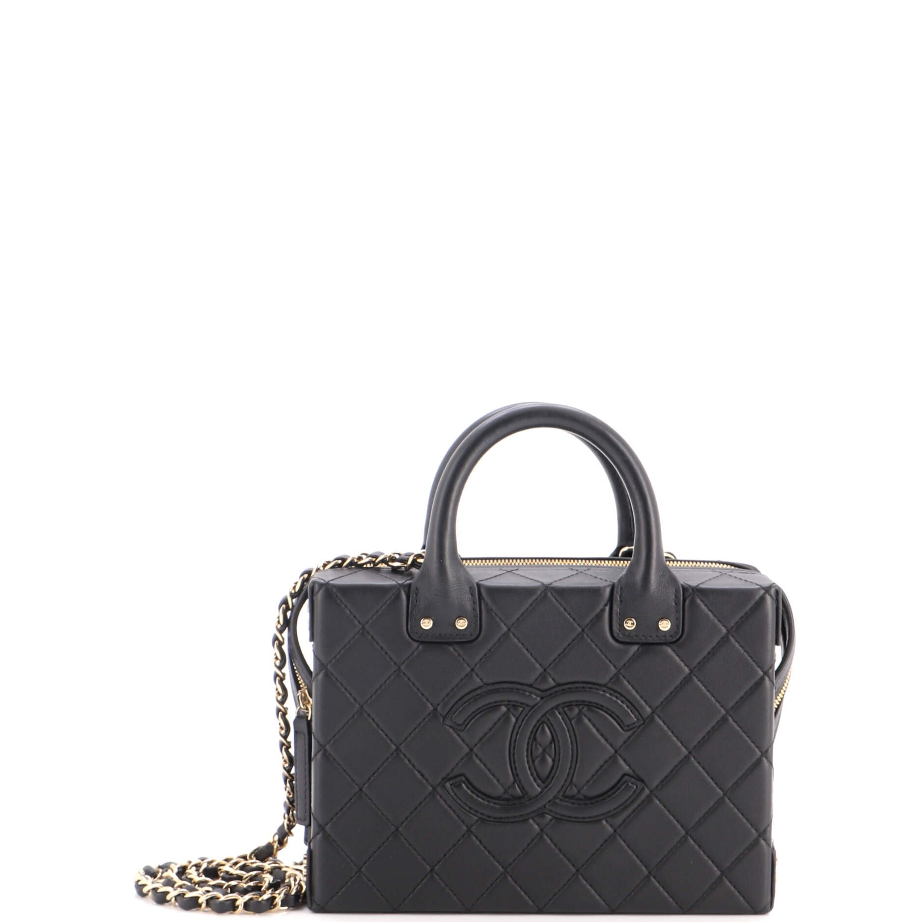 CC Square Convertible Vanity Case Quilted Calfskin Medium