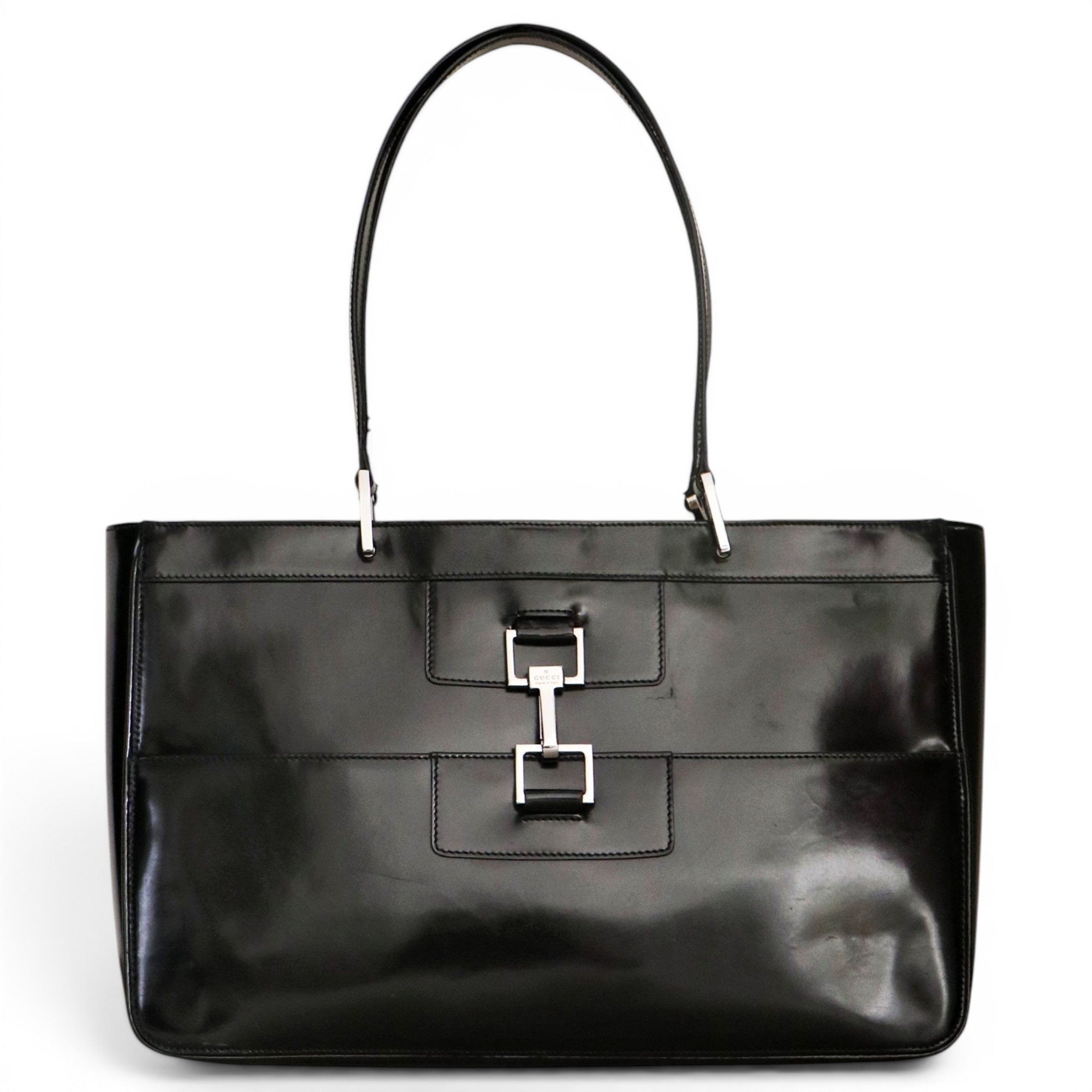 Patent leather handbag