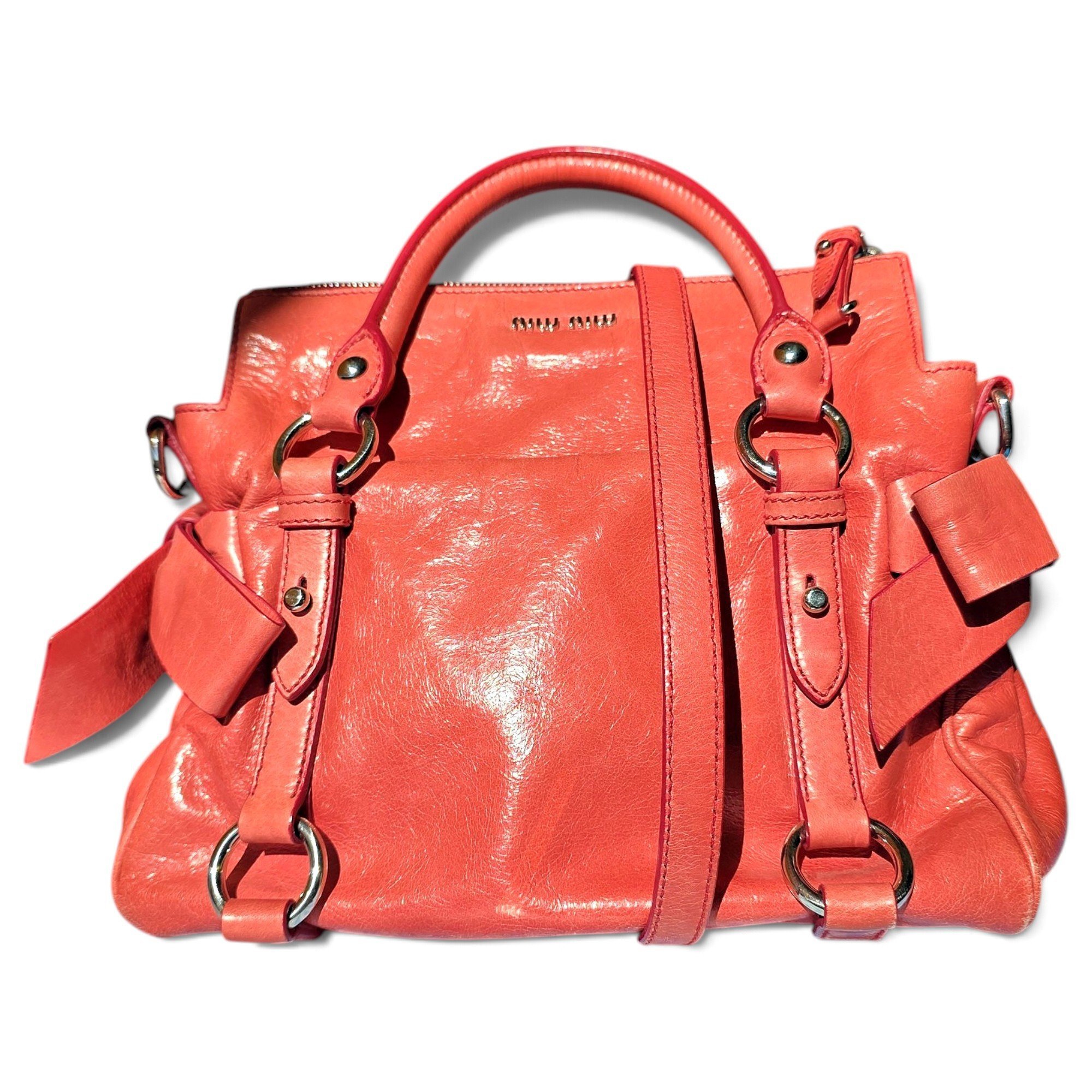 Bow bag leather handbag