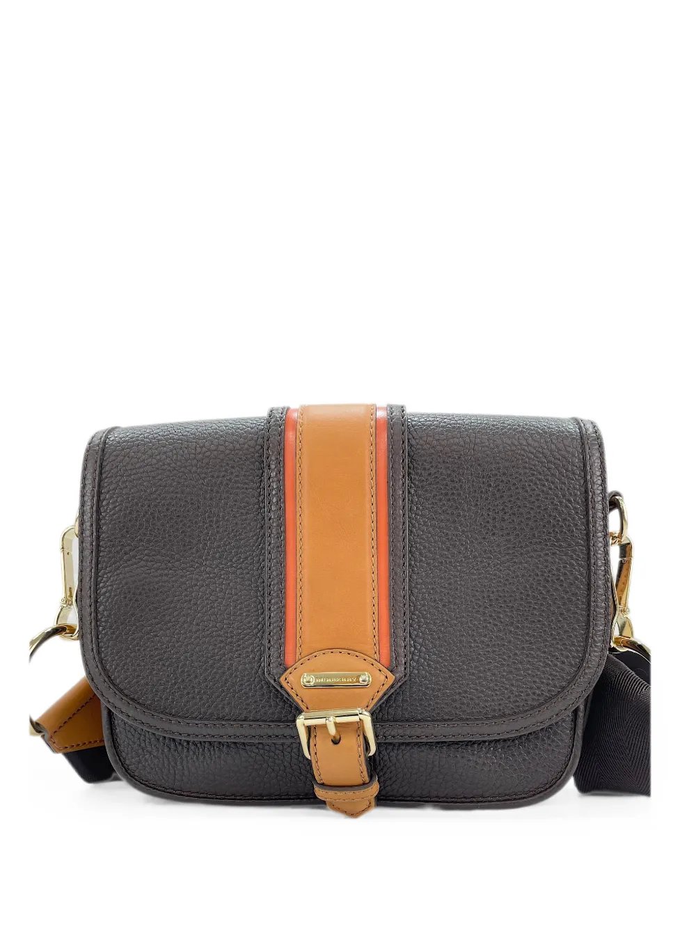 1990-2000s striped buckled shoulder bag