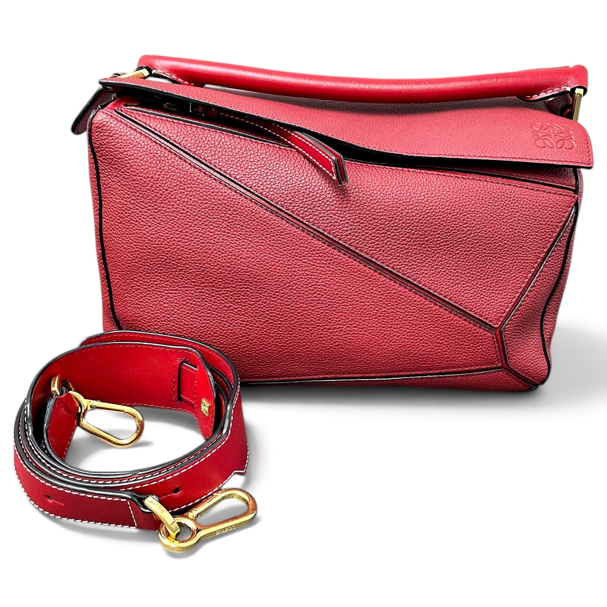 Puzzle leather handbag