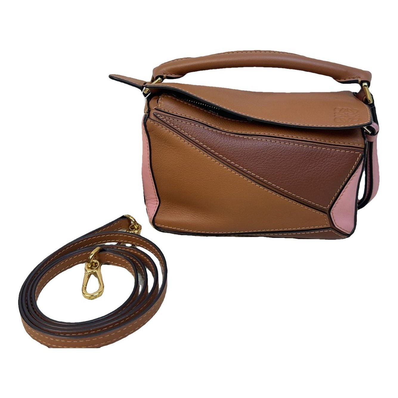 Puzzle leather handbag